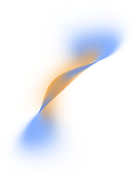 Abstract overlay flowing wave with blue and orange gradient png element on transparent background