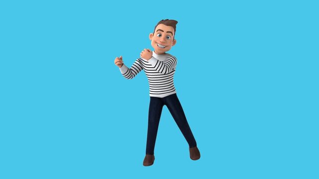Fun 3D cartoon man dancing (with alpha channel)