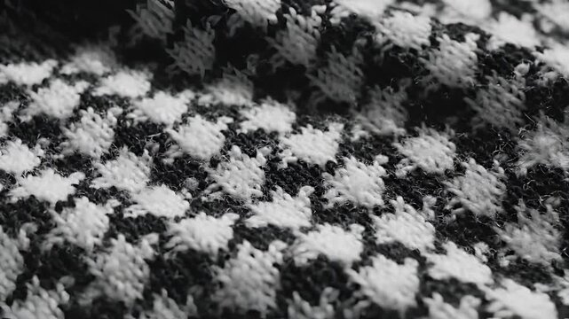 Closeup of Black and White Houndstooth Fabric Texture.