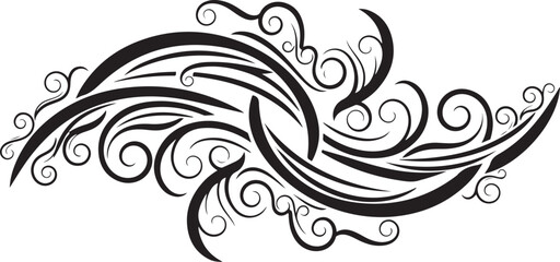 Fototapeta premium Elegant black swirling floral tattoo design illustration