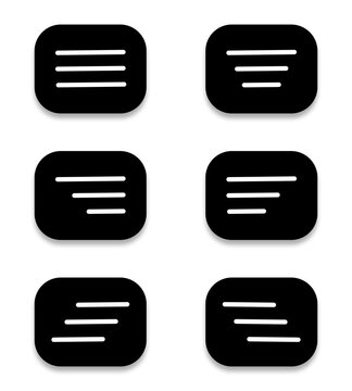 Modern black UI Navigation Menu Icon Set - Hamburger and List Alignment Variations