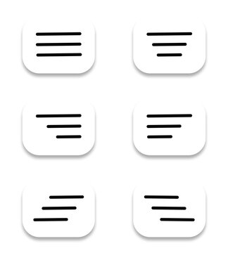 Modern white UI Navigation Menu Icon Set - Hamburger and List Alignment Variations