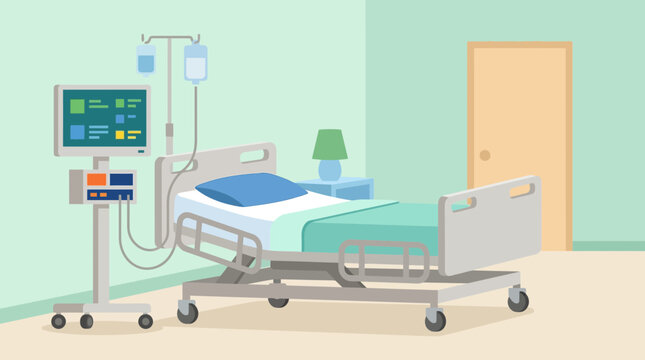 Hospital Bed with Medical Equipment Inside.