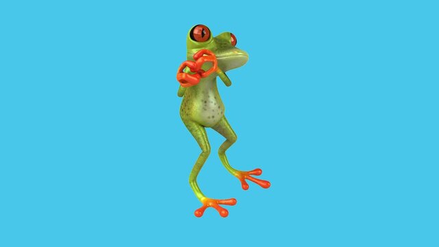 Fun 3D cartoon frog dancing (with alpha channel)