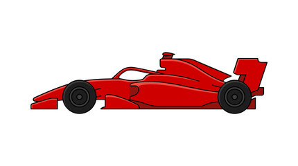 Fototapeta premium Red Formula racing car side view illustration