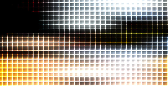 A vibrant abstract artwork featuring glowing squares.