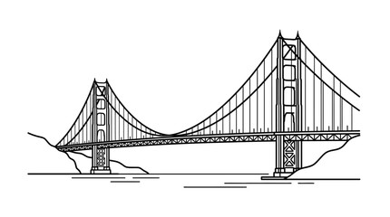 Fototapeta premium Golden Gate Bridge silhouette illustration