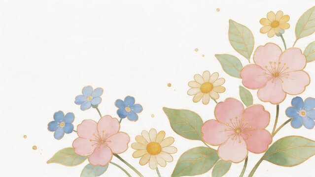 Colorful floral illustration with leaves