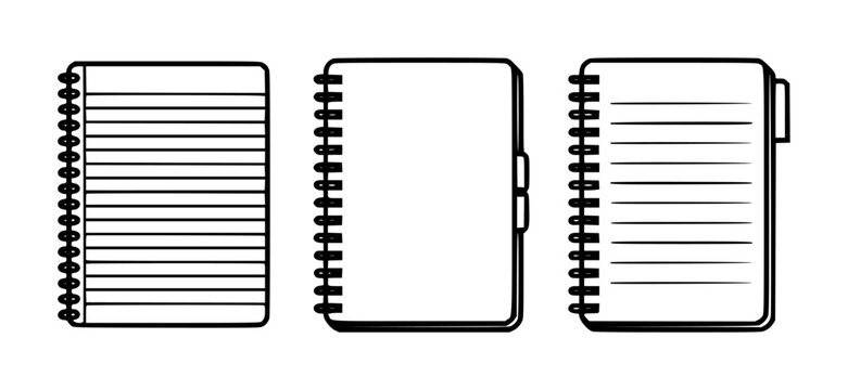Spiral bound notebooks with lined and blank pages white background journal notepad