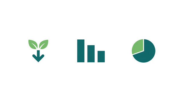 eco data dashboard with minimal composition and small charts on transparent background