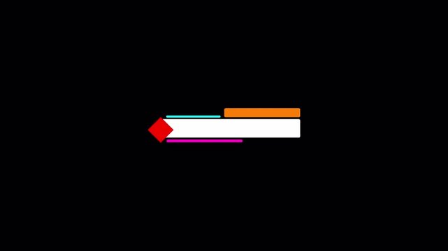 Modern multicolor lower third overlay animation with red cyan orange and pink geometric elements isolated on black background for 4k motion