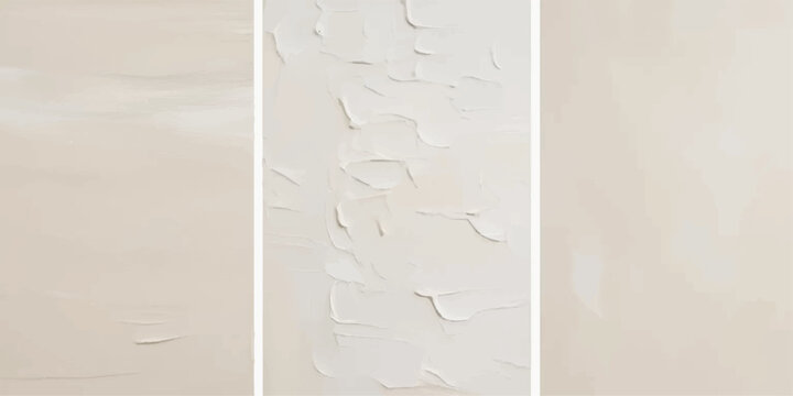 Abstract background showcasing three textured sections of a wall, displaying a contemporary, modern aesthetic, with a soft, natural color palette.