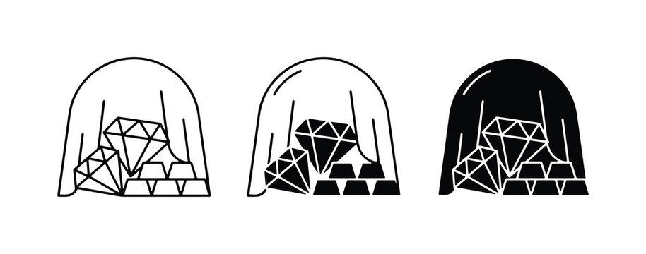 Diamonds and Gold Bars Under Cover, Treasure Icons, Wealth Symbols, Luxury Assets