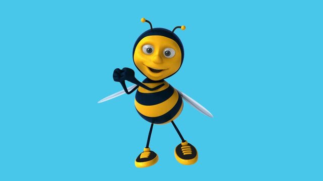 Fun 3D cartoon bee dancing (with alpha channel)