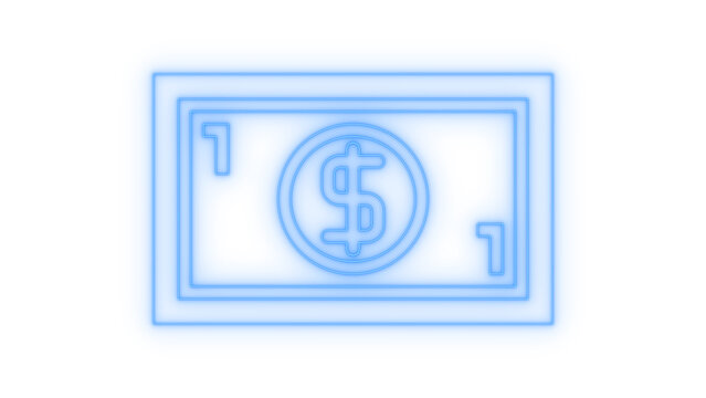 Neon dollar bill icon representing currency finance and banking wealth concept for business commercial usage isolated on transparent background for easy editing and design work