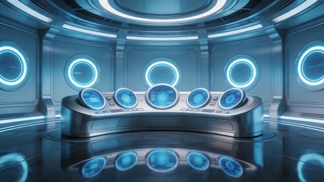 Futuristic control room interior