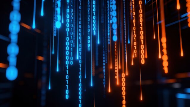 Digital binary code streams in motion