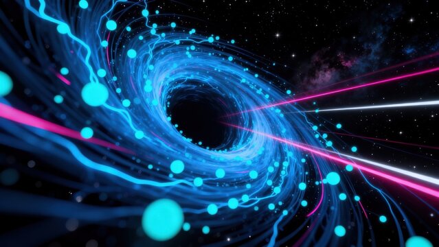 Abstract space vortex with glowing particles