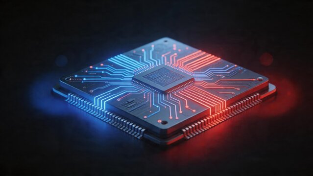 Microchip with glowing circuitry