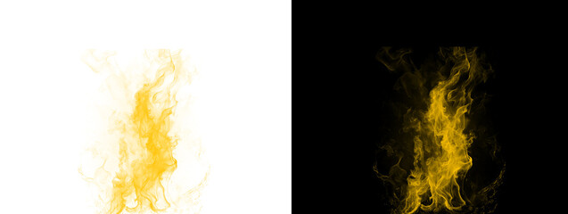 Bushy Glowing Golden Yellow Smoke Flame Column on Dual Background © Zain
