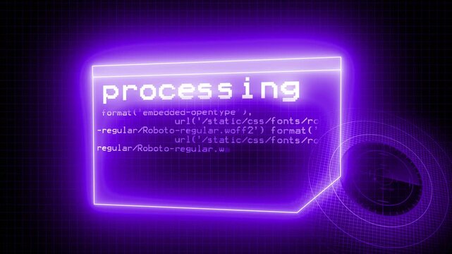Purple futuristic hexagon pattern. High tech abstract background animation.