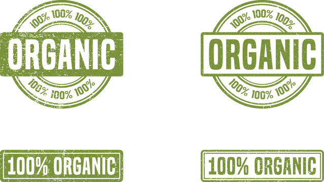 Vintage Green Organic Stamp Badge Collection Vector Design