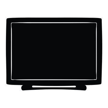 Illustration of a black computer monitor isolated on a white background.