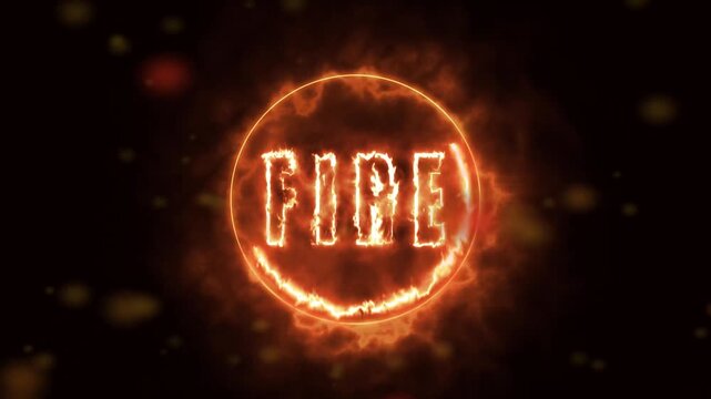 Abstract background fiery inferno animated title sequence with burning word fire text motion design. Animated fiery inferno title sequence with hot embers and burning word fire text for intros.