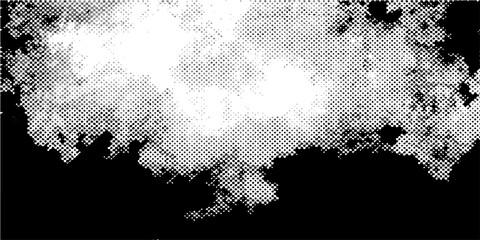 Halftone cloud texture vector, vintage comic book style smoke effect, retro black and white stipple pattern, distressed pop art atmospheric overlay © Zìyóu