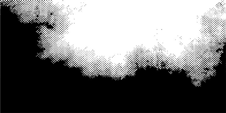 Halftone gradient texture vector, black and white comic book dot pattern, retro pop art distressed overlay for grunge graphic design and print