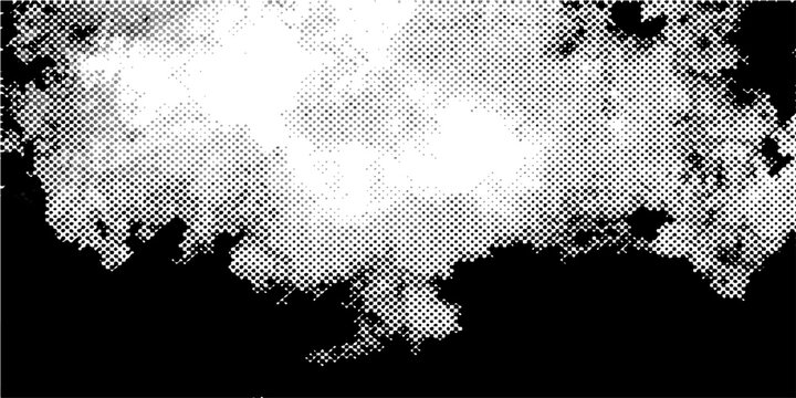 Halftone cloud texture vector, vintage comic book style smoke effect, retro black and white stipple pattern, distressed pop art atmospheric overlay