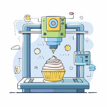 3D Printer Creating a Cupcake