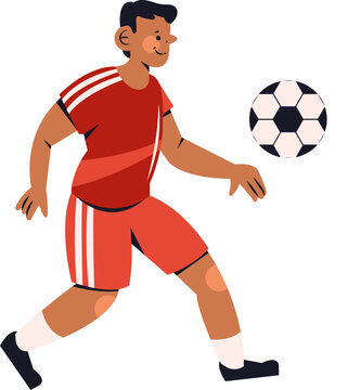 Male Soccer Player Kicking Ball Indonesia National Sports Day Illustration