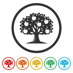 Obraz premium Apple tree icon. Set icons in color circle buttons