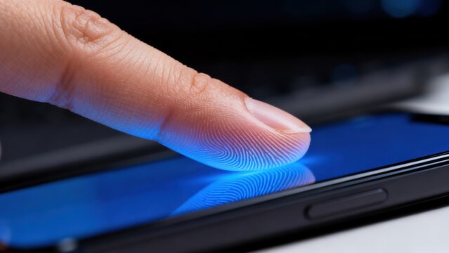 Finger on smartphone screen