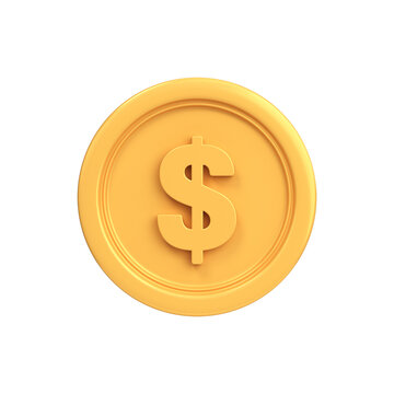 Gold Dollar Currency 3D Icon