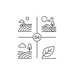 Fototapeta premium Eco friendly icons with leaf and landscape.