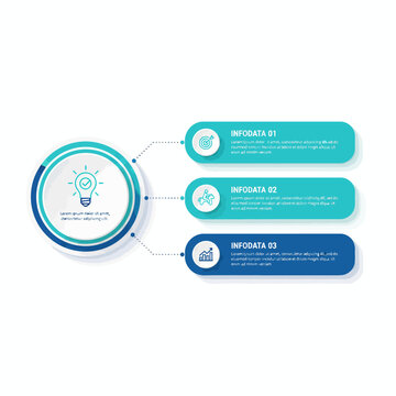 Infographic template displays three connected data info boxes