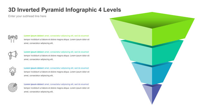 Inverted Pyramid Infographic 4 Levels Template