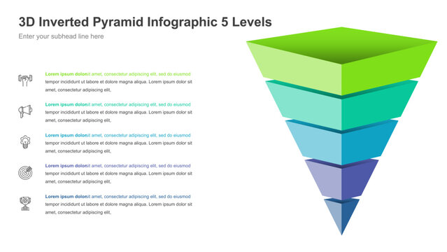 3D Inverted Pyramid Infographic 5 Levels