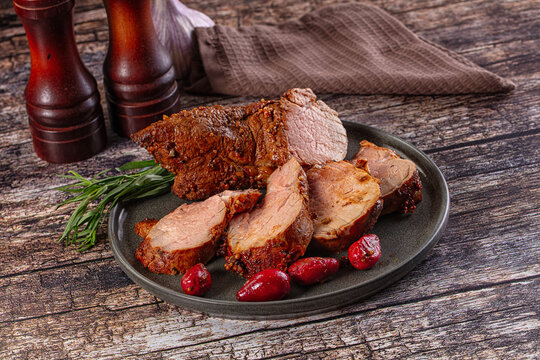 Baked pork sirloin with cornus