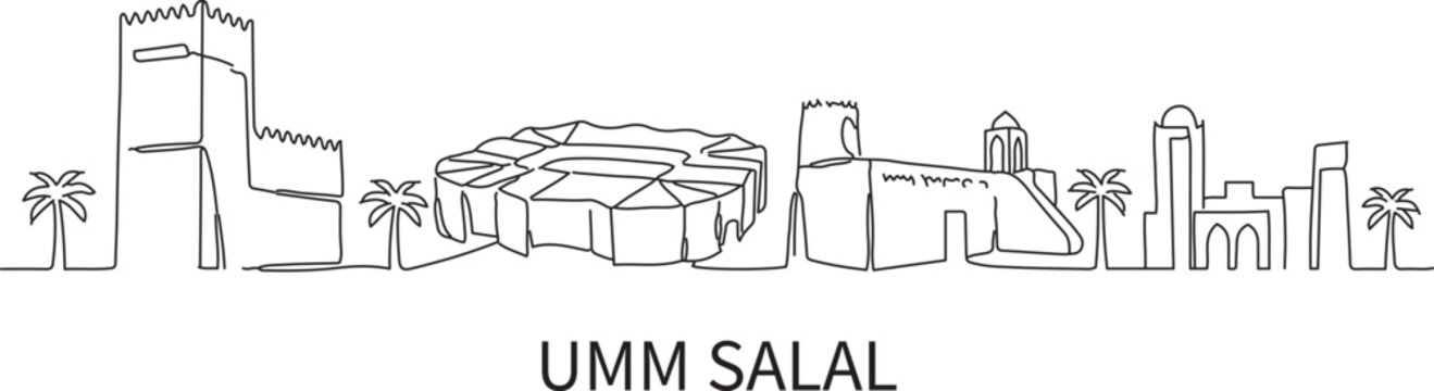 Simple line sketch of Umm Salal skyline