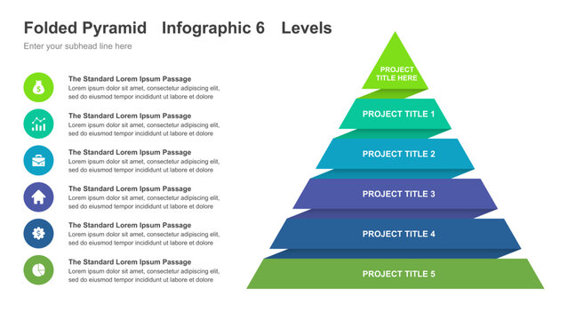 Folded Pyramid Infographic 6 Levels Template