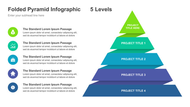 Folded Pyramid Infographic 5 Levels Template