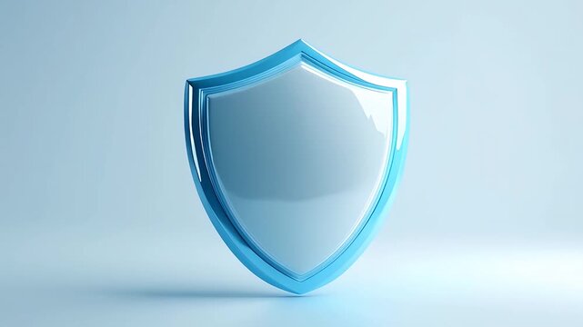 A blue shield on a light blue background.