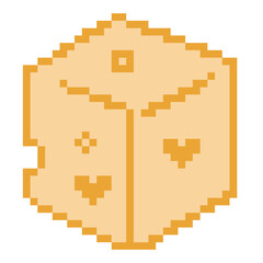 Fototapeta premium Beige heart dice cube pixel art icon for love game