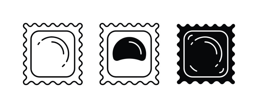 Condom Packaging Icons, Safe Sex Symbols, Health Care Vector Graphics