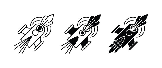 Rocket Ship Icons, Spacecraft Vector Set, Futuristic Launch Symbols, Sci-Fi Exploration Graphics © Shohel