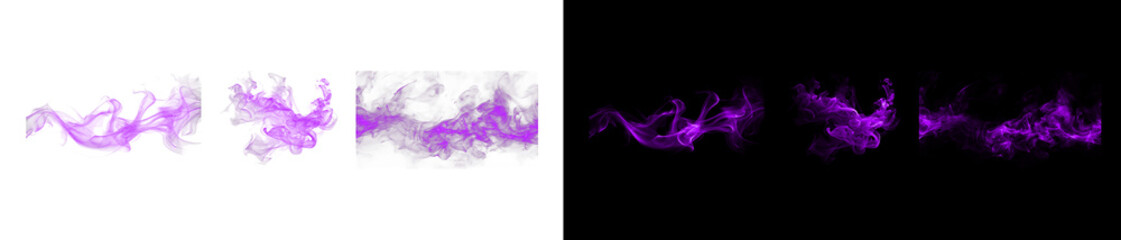 Purple mystic smoke with grainy texture on transparent background set. © Ontime Rahela