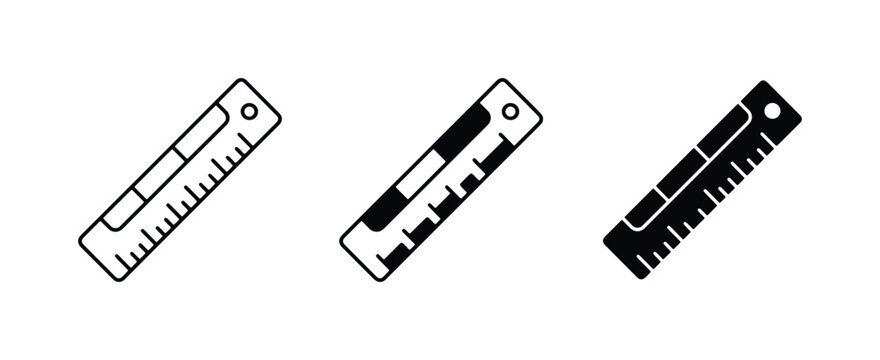 Ruler Icons Set, Measuring Tools Vector Graphics, Precision Instruments Collection